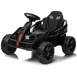 GARVEE - 24V Kids Power Electric Go Kart Ride On Toy 4 Wheeler ATV for Boys Girls - Black