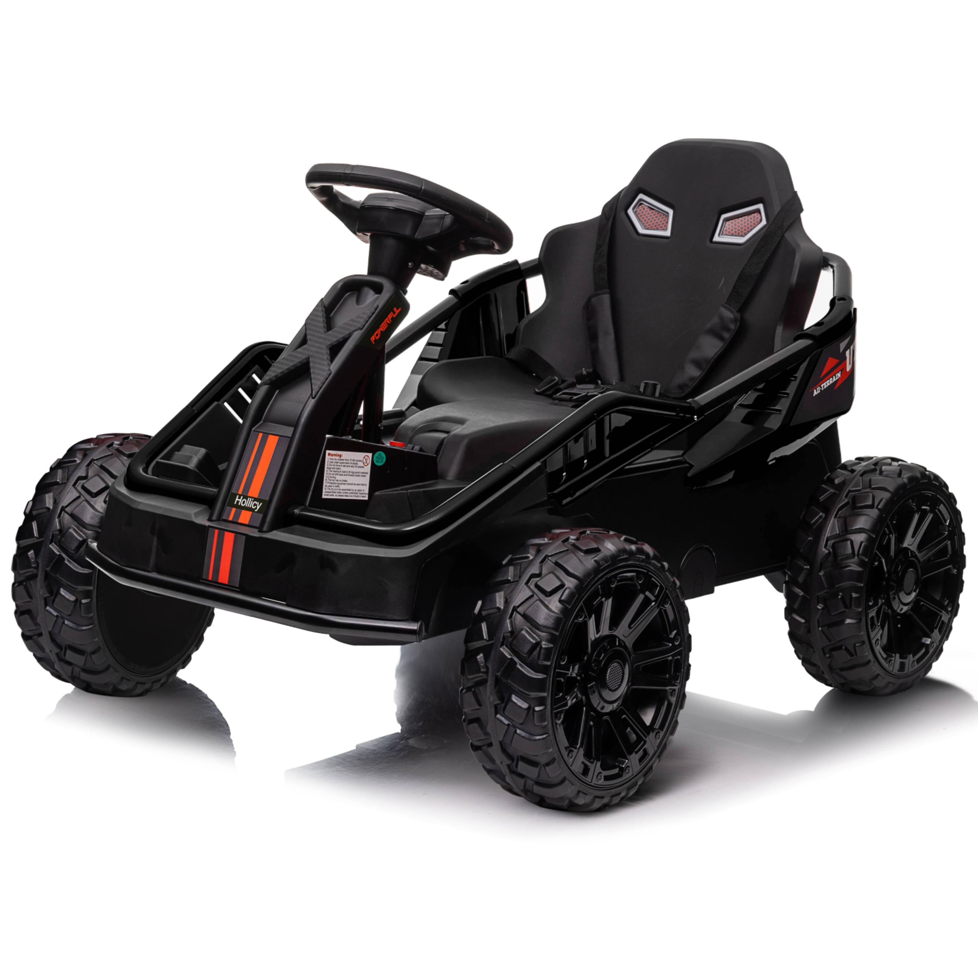 GARVEE - 24V Kids Power Electric Go Kart Ride On Toy 4 Wheeler ATV for Boys Girls - Black