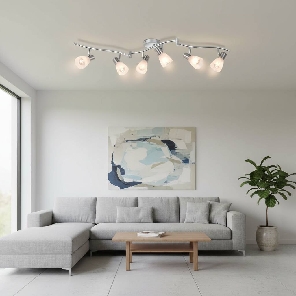 Alt View 2. Dazzed Corner - 6-Light Adjustable LED Track Lighting,E12 Base (Bulbs Not Included) - Silver.