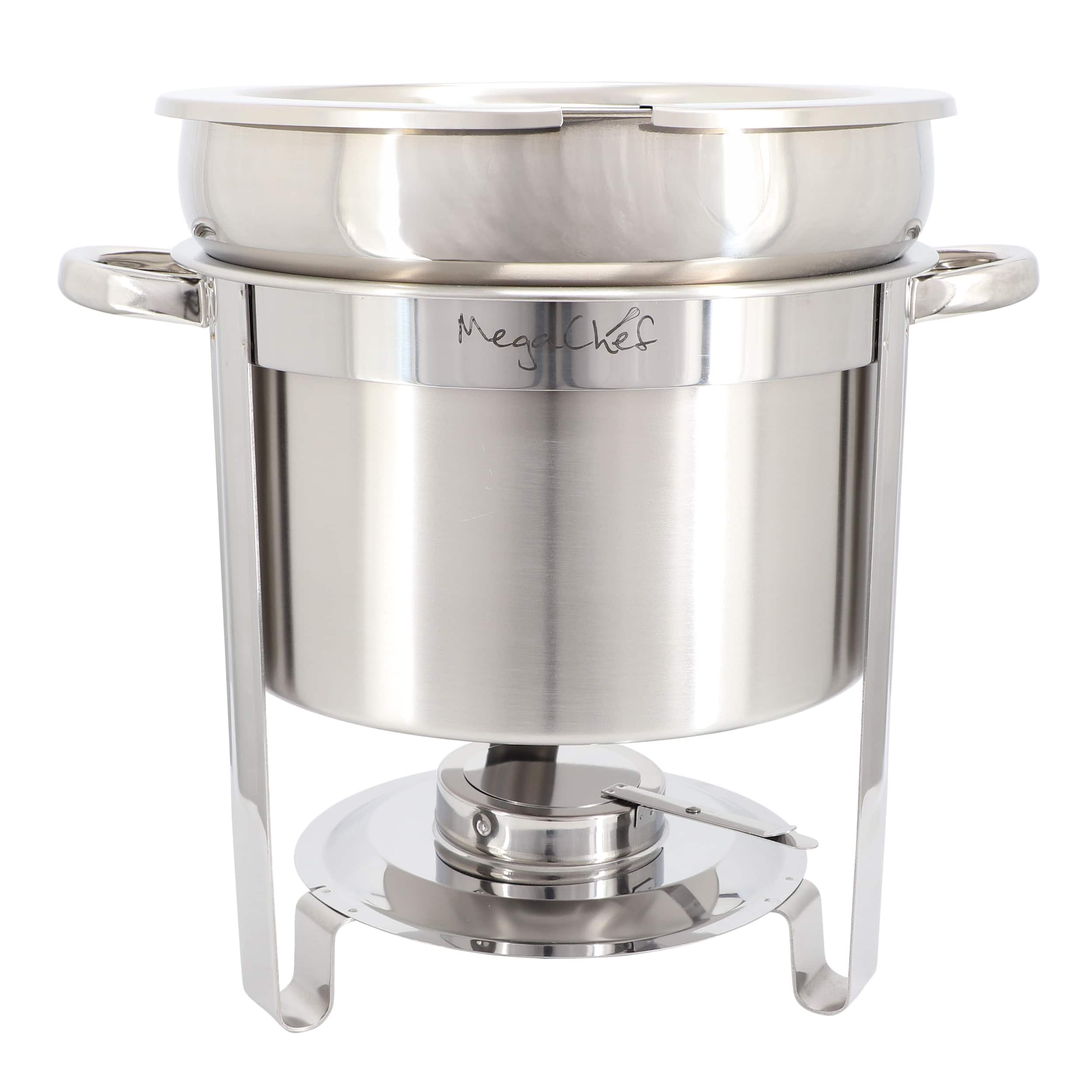 MegaChef - 11.6 Quart Round Stainless Steel Professional Soup Chafing Dish - Silver