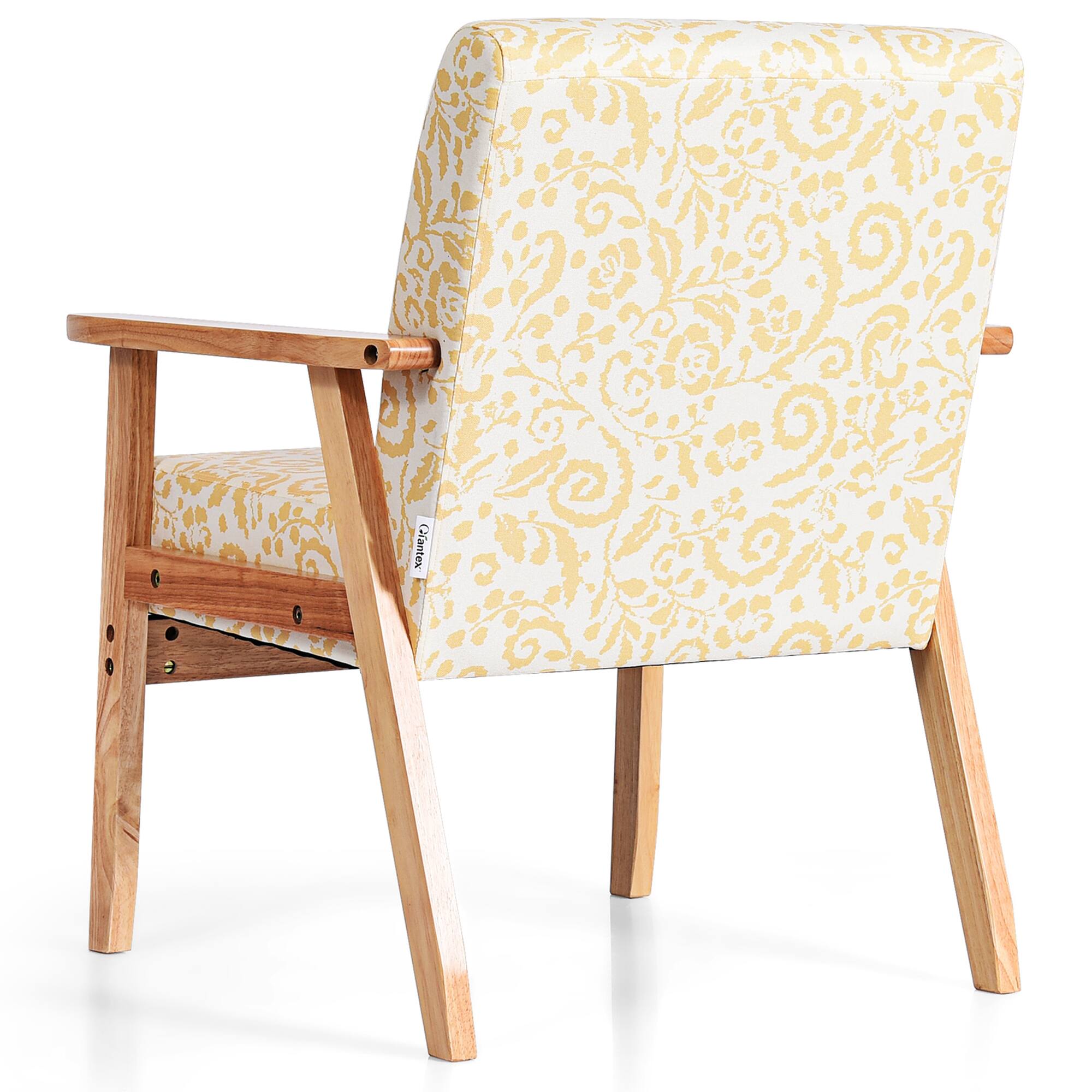 Alt View 7. Gymax - Gymax 2PCS Accent Armchair Upholstered Chair Home Office w/ Wooden Frame Yellow - Yellow.