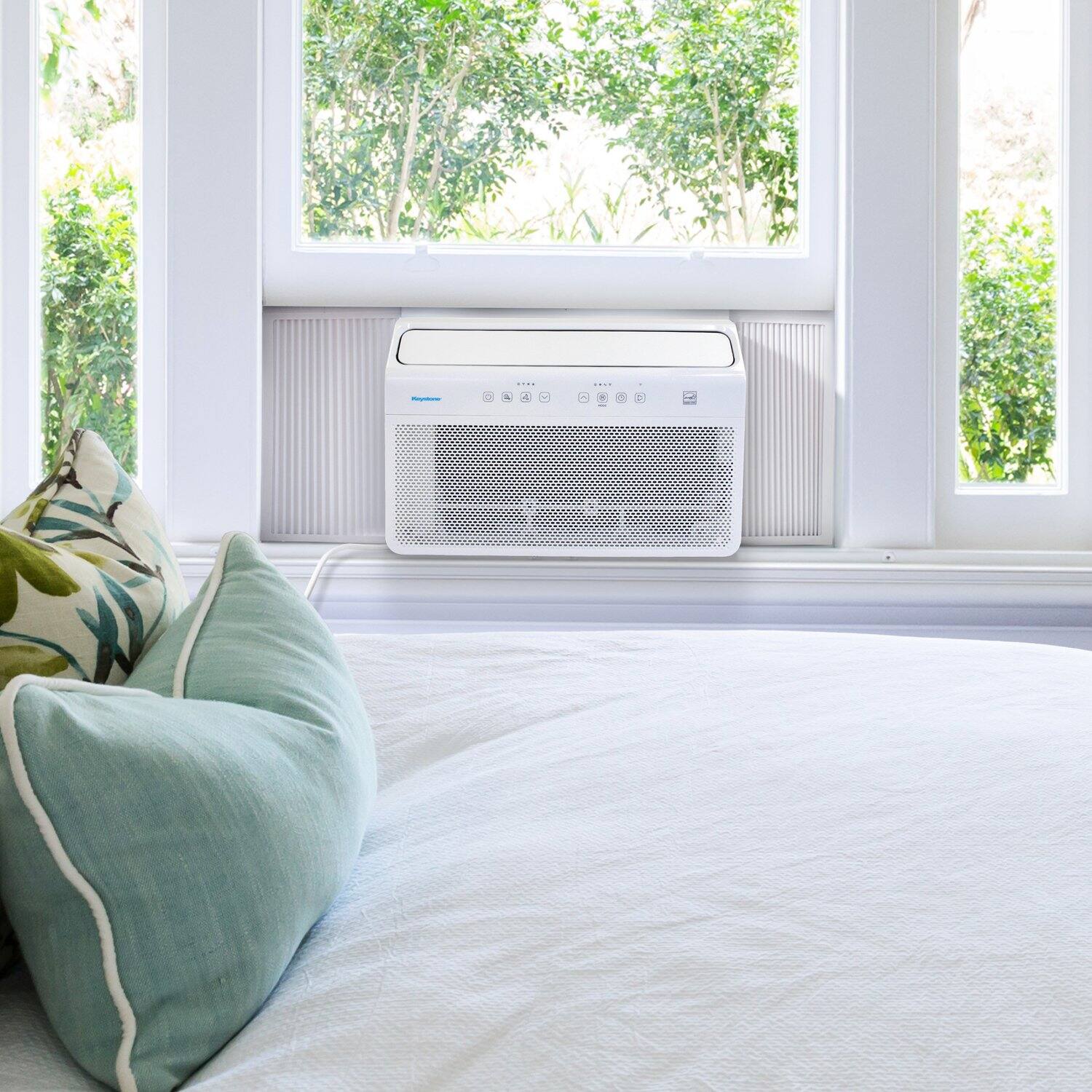 Alt View 8. Keystone - 350 Sq. Ft 8,000 BTU Window Mounted Inverter Air Conditioner with 7,000 BTU Supplemental Heat Function - White.