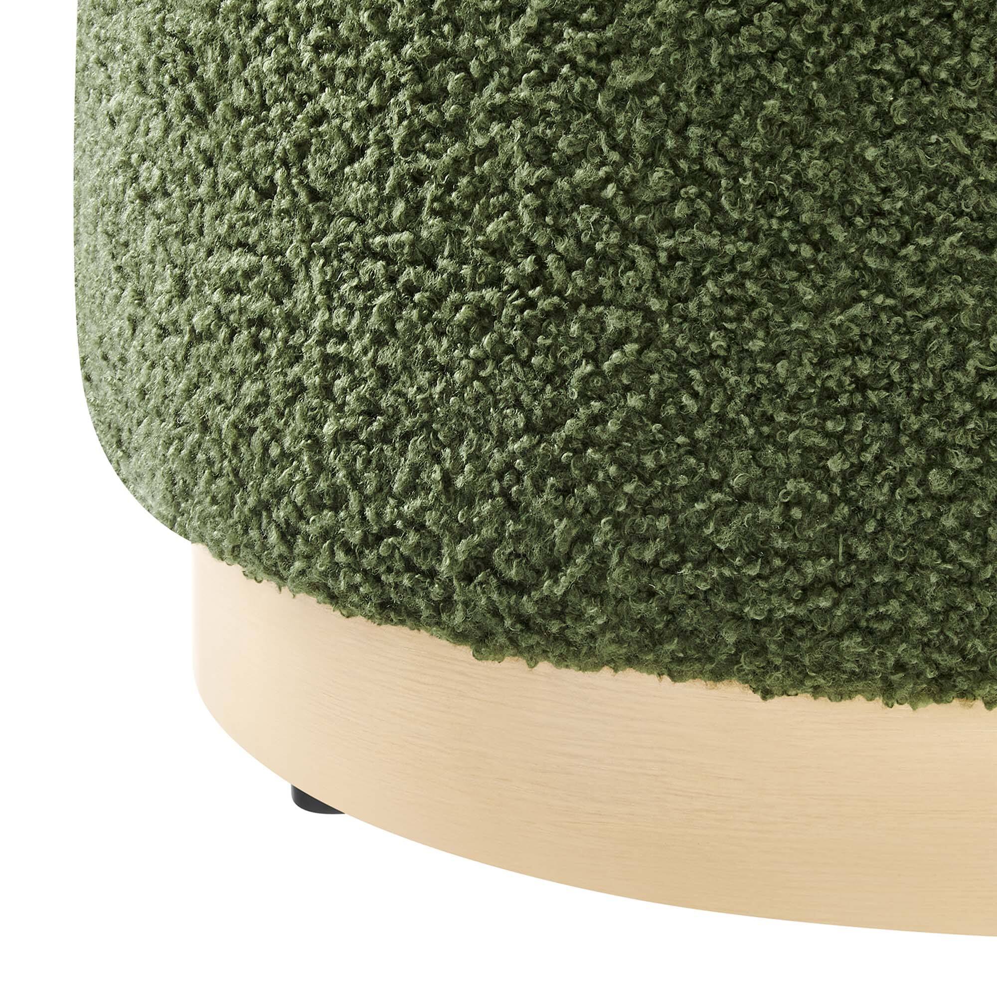 Alt View 4. Modway - Tilden 16" Round Sherpa Upholstered Ottoman by Modway - Moss Green Natural.