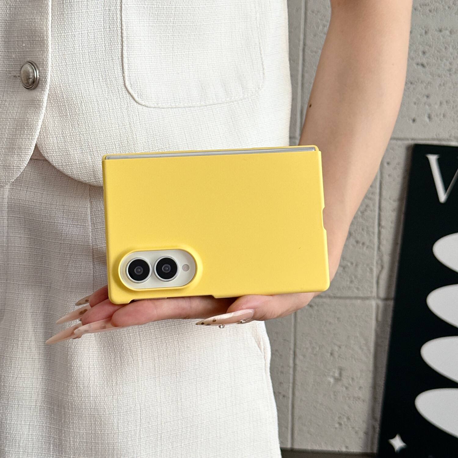 Alt View 2. Dteck - for Samsung Galaxy Z Fold8 Rugged Slim Case with Built-in Tempered Glass Protector,Skin-Friendly Shockproof PC Cover - Yellow.