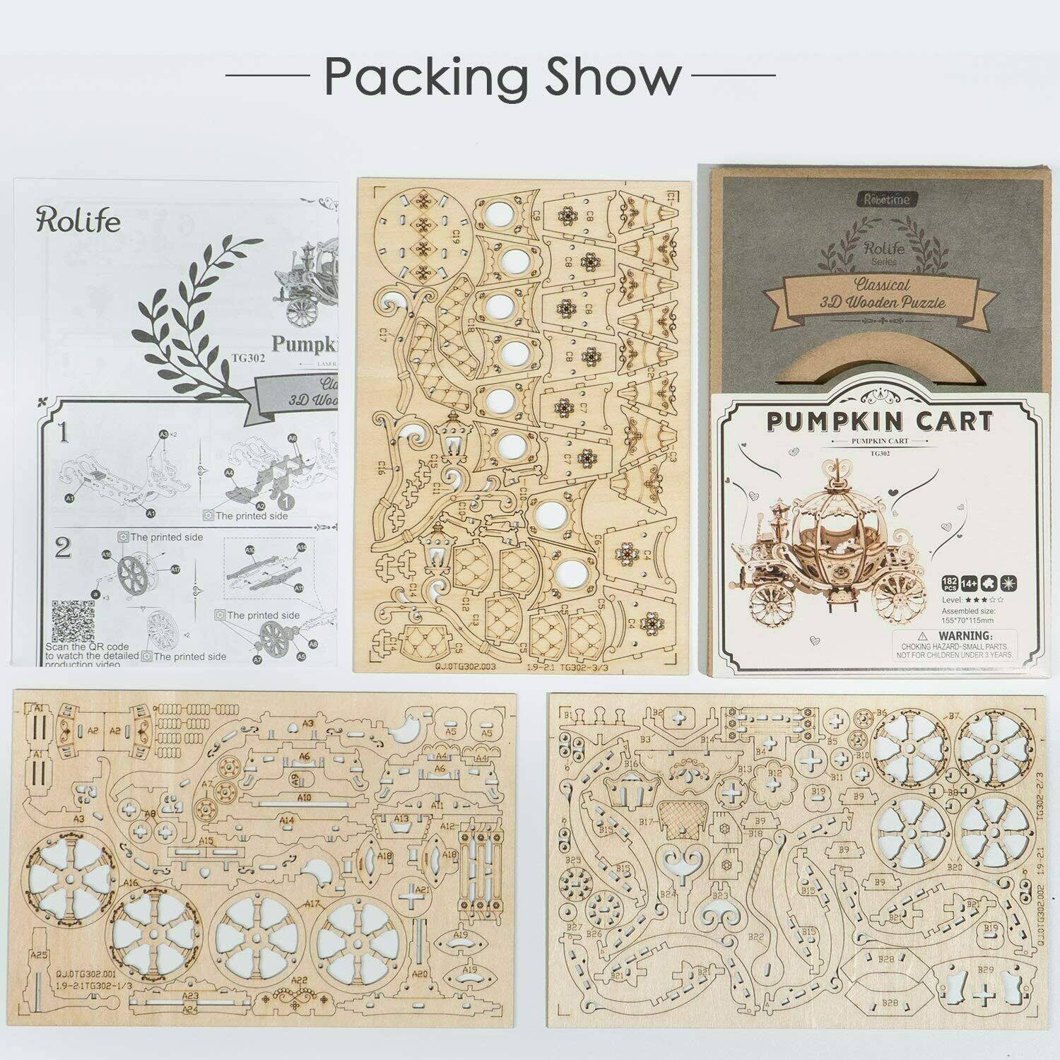 Alt View 1. 3D Puzzle - DIY 3D Puzzle - Pumpkin Carriage - 182pcs.