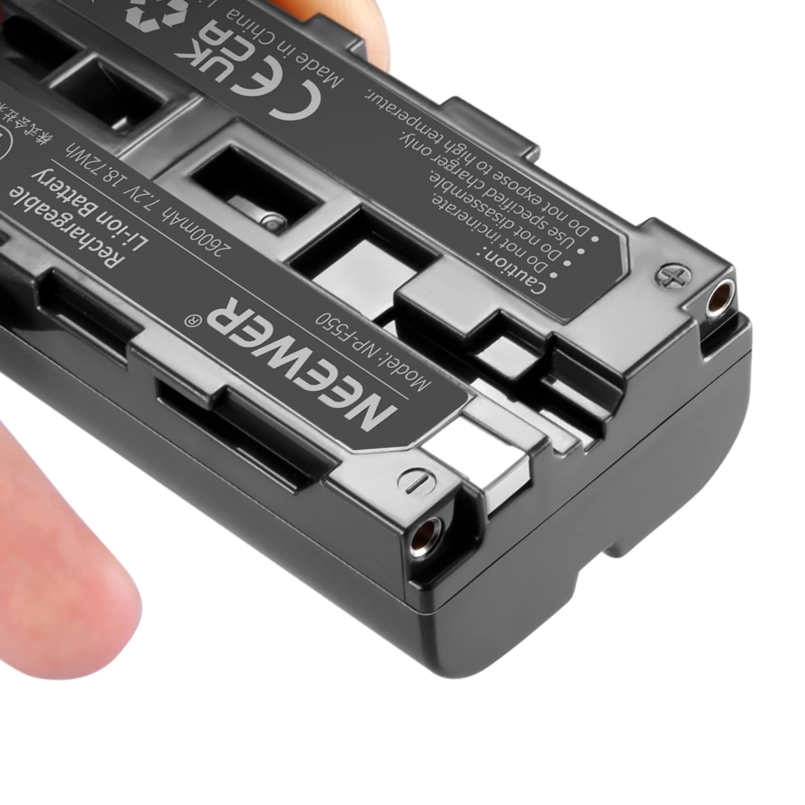 1 China in CEUK Made : temperatur. only. 72Wh high to Battery 18. charger expose 7.2V specified not Rechargeable Li-ion 2600mAh incinerate. not Use Do not Do Caution Do NEEWER NP-F550 Model: