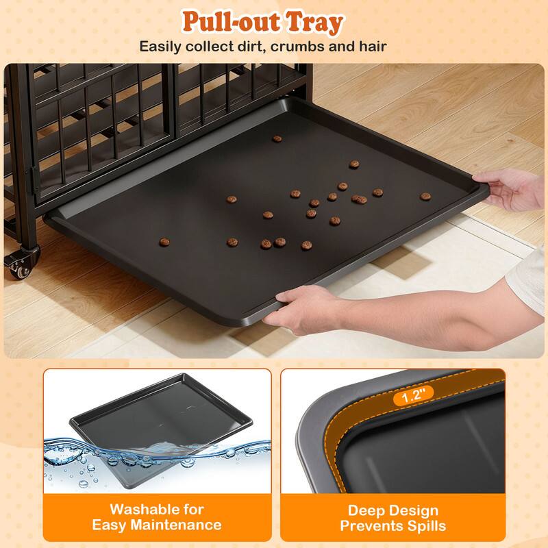 Pull-out Tray  
Easily collect dirt, crumbs and hair  

1.2"  
Washable for Easy Maintenance  
Deep Design Prevents Spills