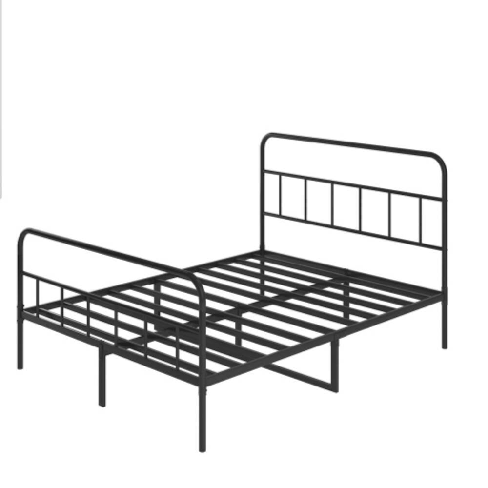Alt View 1. LUCKY ONE - Queen Size Foldable Platform Bed Frame with Headboard, Heavy Duty Metal Slats, Noise-Free, No Box Spring Needed - Black.