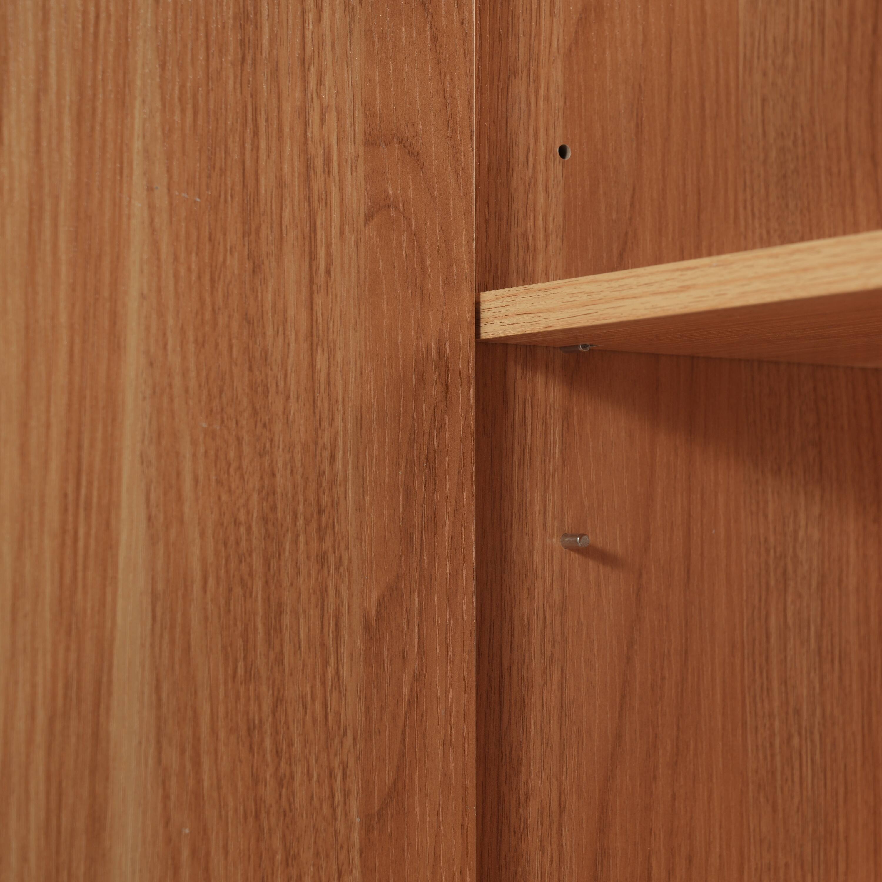 Back. Boyel Living - 30 Inch Modern Bathroom Vanity with Ceramic Sink Minimalist Cabinet 45 Degree Free Handle Vertical Stripes Natural - Natural.