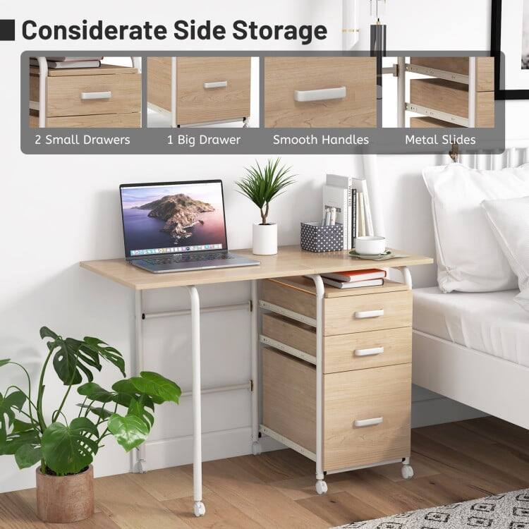 Considerate Side Storage  
2 Small Drawers  
1 Big Drawer  
Smooth Handles  
Metal Slides