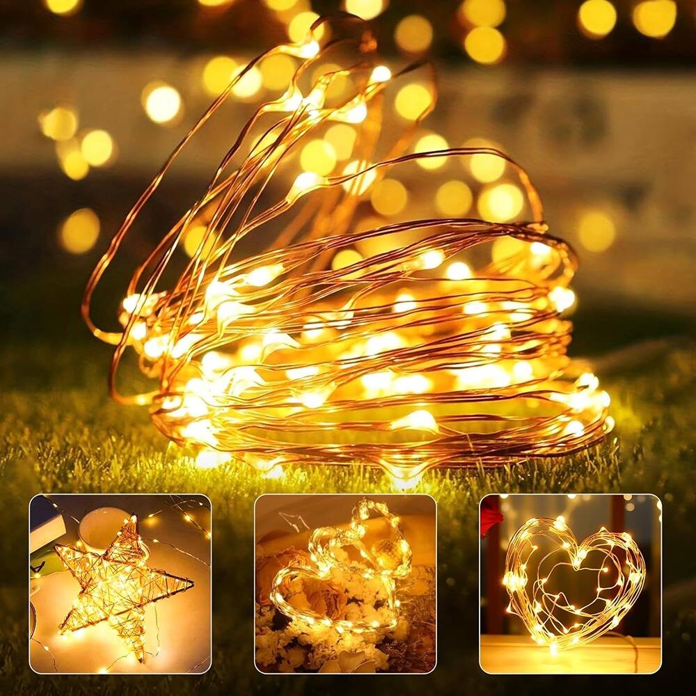 Back. THIRSTY TURTLE - 10 Pack Battery-Operated Fairy Lights, 10FT 30LED, Waterproof, Copper Wire.