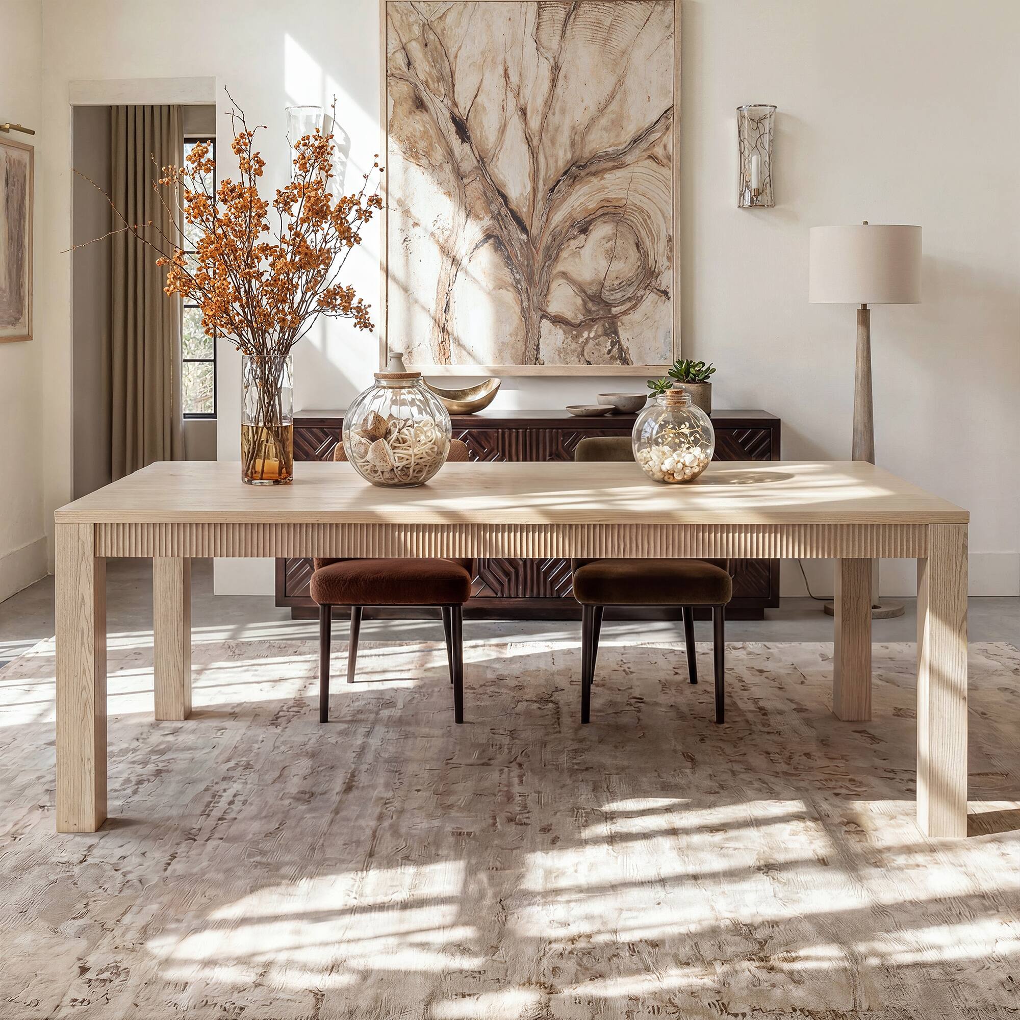 Alt View 2. Homsee - 83.8" Solid Wood Desk – Natural Oak Finish, Large Farmhouse Table for Home Office, Dining, Study, 330LBS Capacity - Wooden.