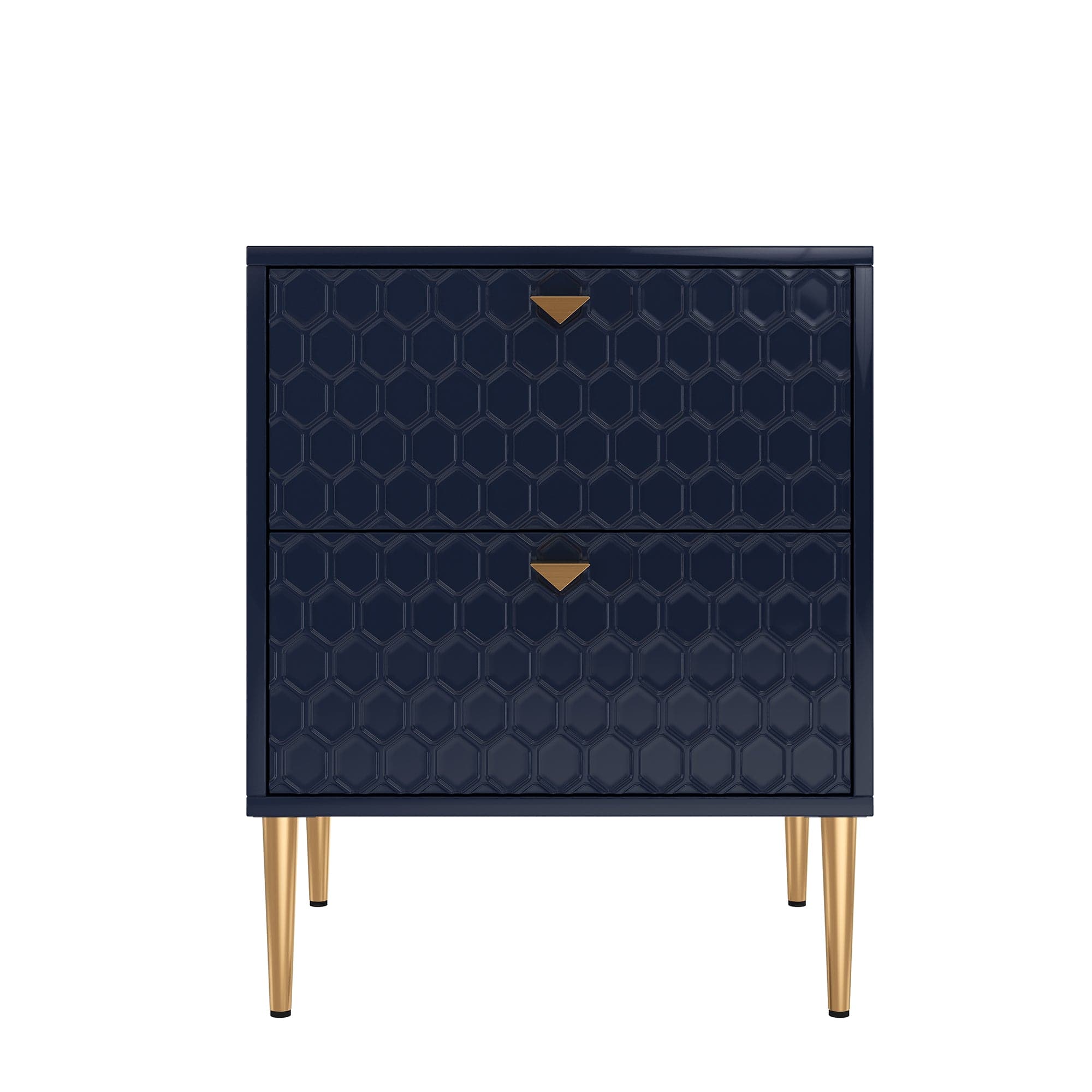 Boyel Living - Wood Nightstand Storage Cabinet with 2-Drawer Chest - Blue