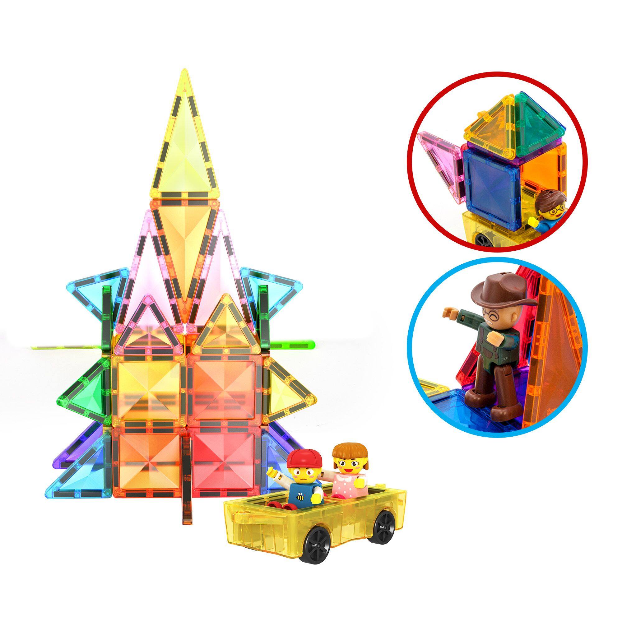 Alt View 2. PicassoTiles - PICASSO-TILES Magnetic Tiles For Kids, 120PCS Construction STEM Building Blocks Educational Toy, Mini Diamond Series - Multicolor.