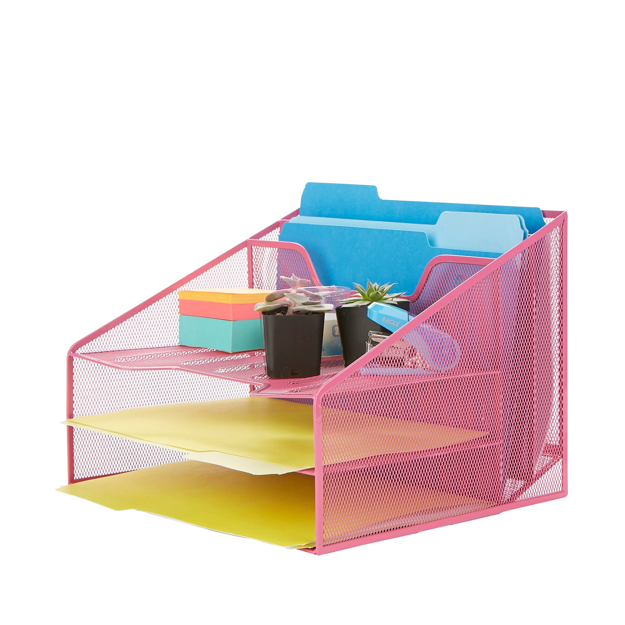 Alt View 14. Mind Reader - 3-Tiered, 5 Compartments Desk - Pink.