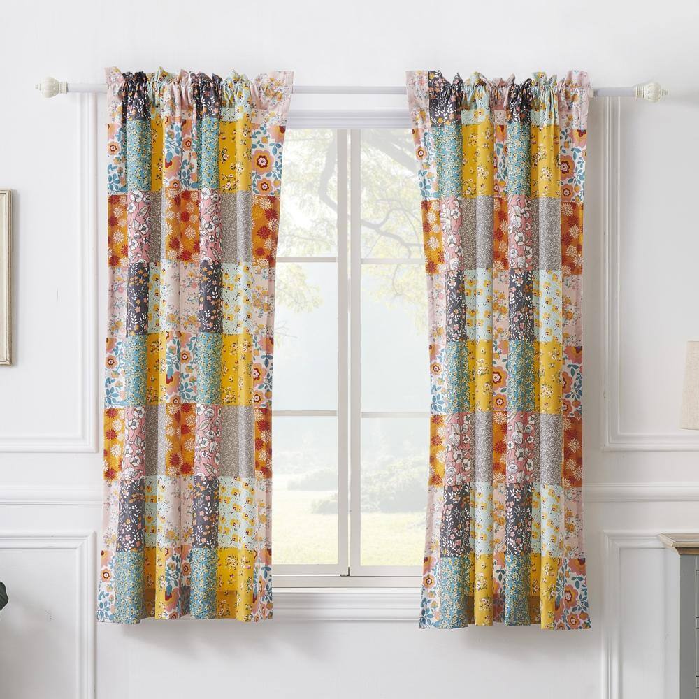 Angle. Barefoot Bungalow - Barefoot Bungalow Carliei Curtain Panel PairSet of 250x63" and 3x24", Calico - Calico.