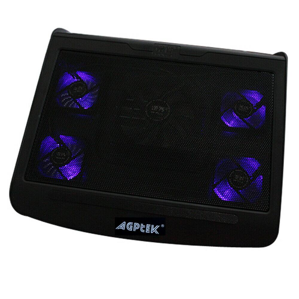Alt View 1. AGPtek - 5 Fans Cooling Pad LED Light Radiator Coolpad Stand for Laptop PC Notebook - Black.