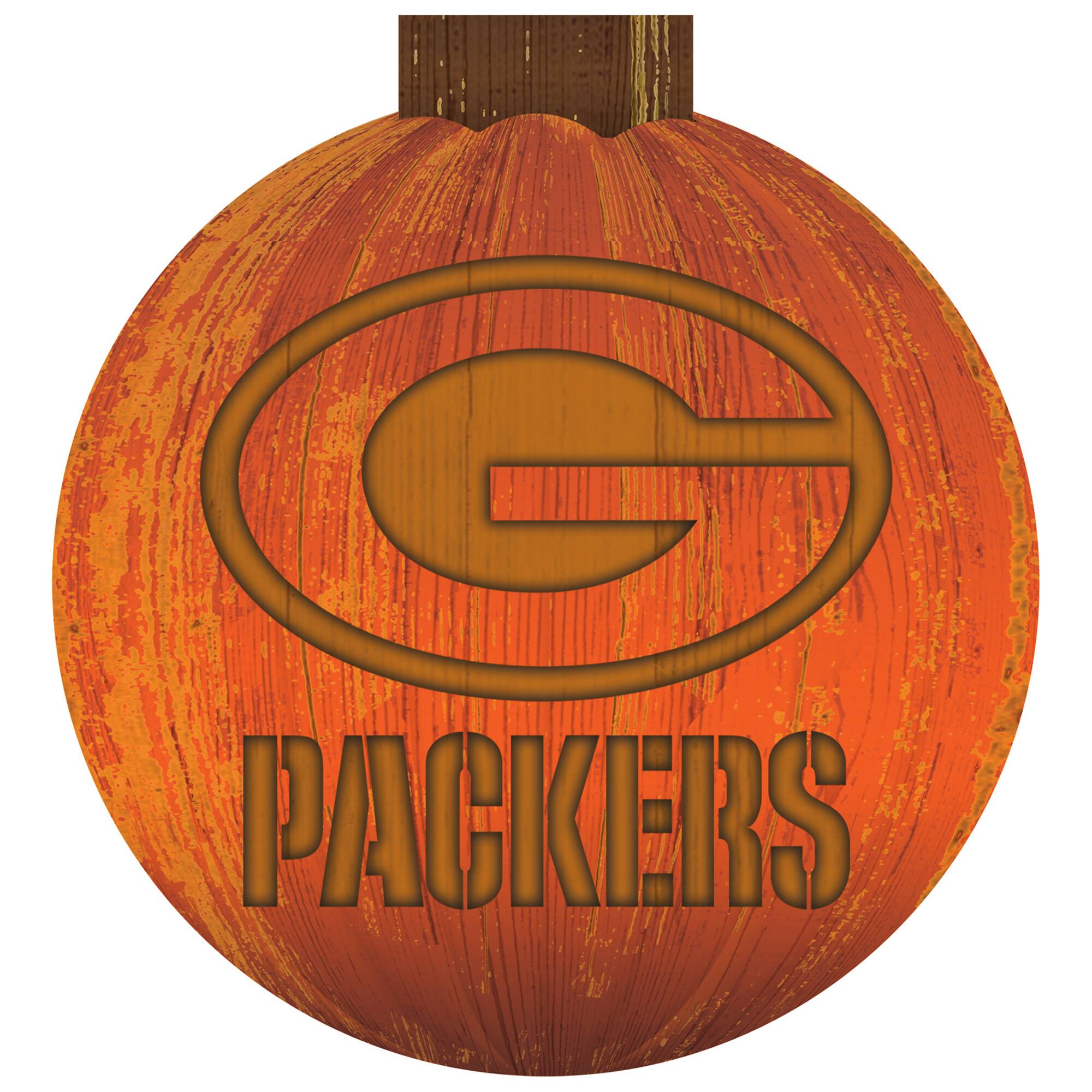 Front. Fan Creations - Green Bay Packers 12'' Pumpkin Sign - Orange.