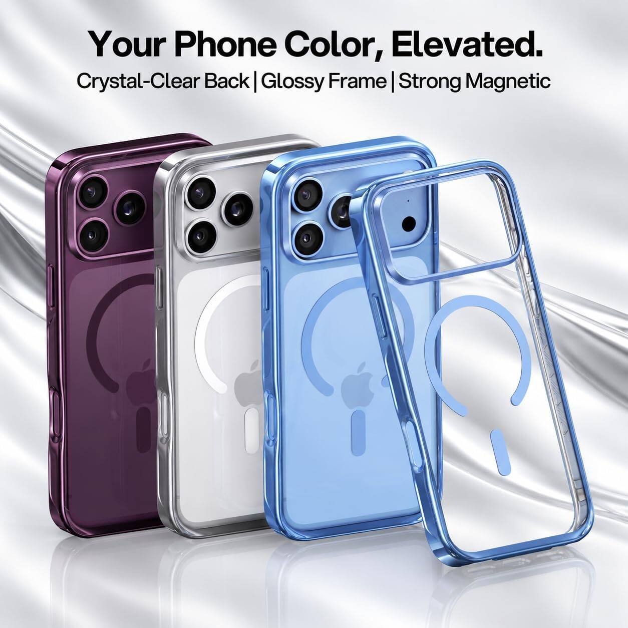 Your Phone Color, Elevated.  
Crystal-Clear Back | Glossy Frame | Strong Magnetic