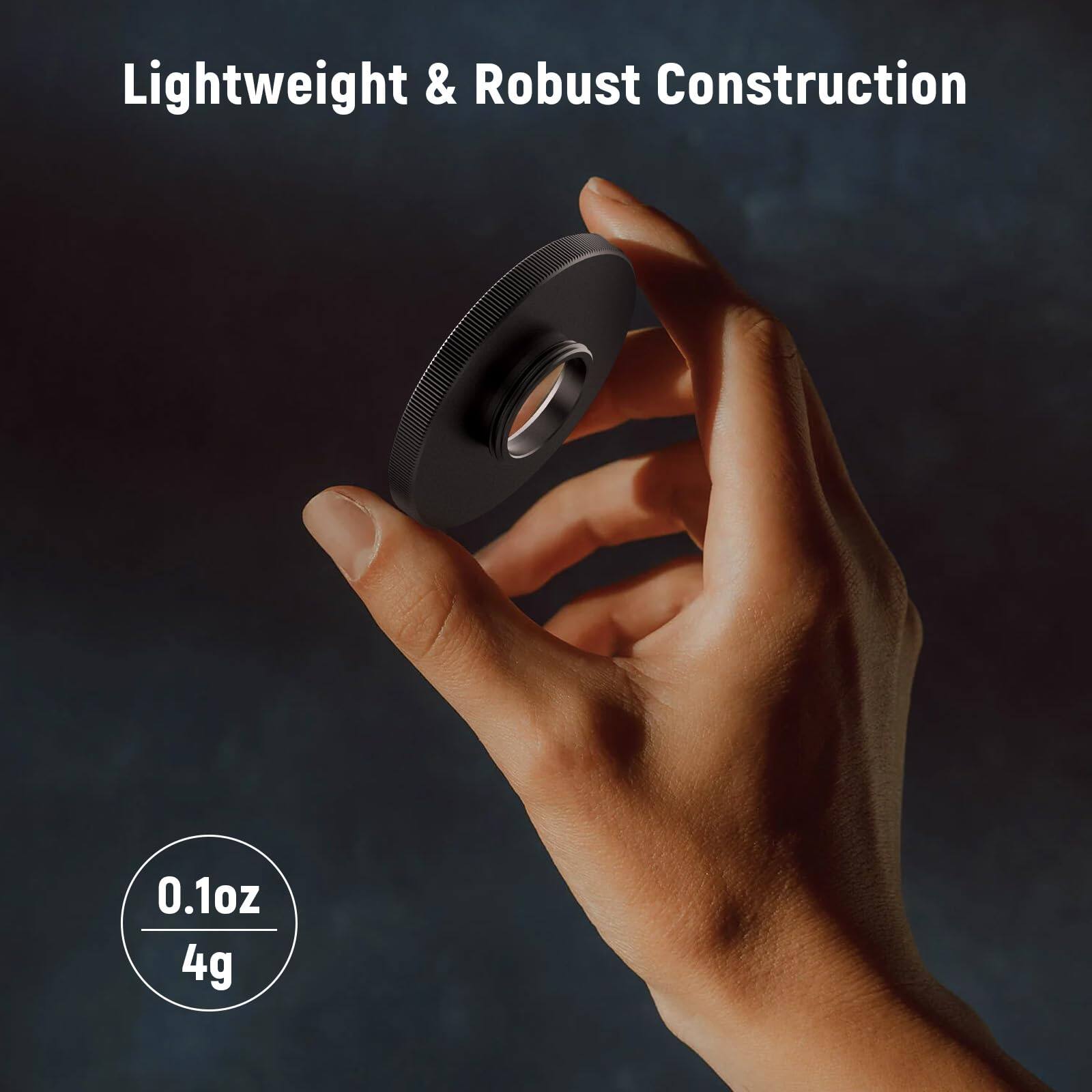 Lightweight & Robust Construction  
0.1oz 4g