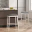Alt View 3. Costway - 2 PCS 29" Bar Height Bar Stools Backless Bar Stools with Faux Leather Cover - White/Black.