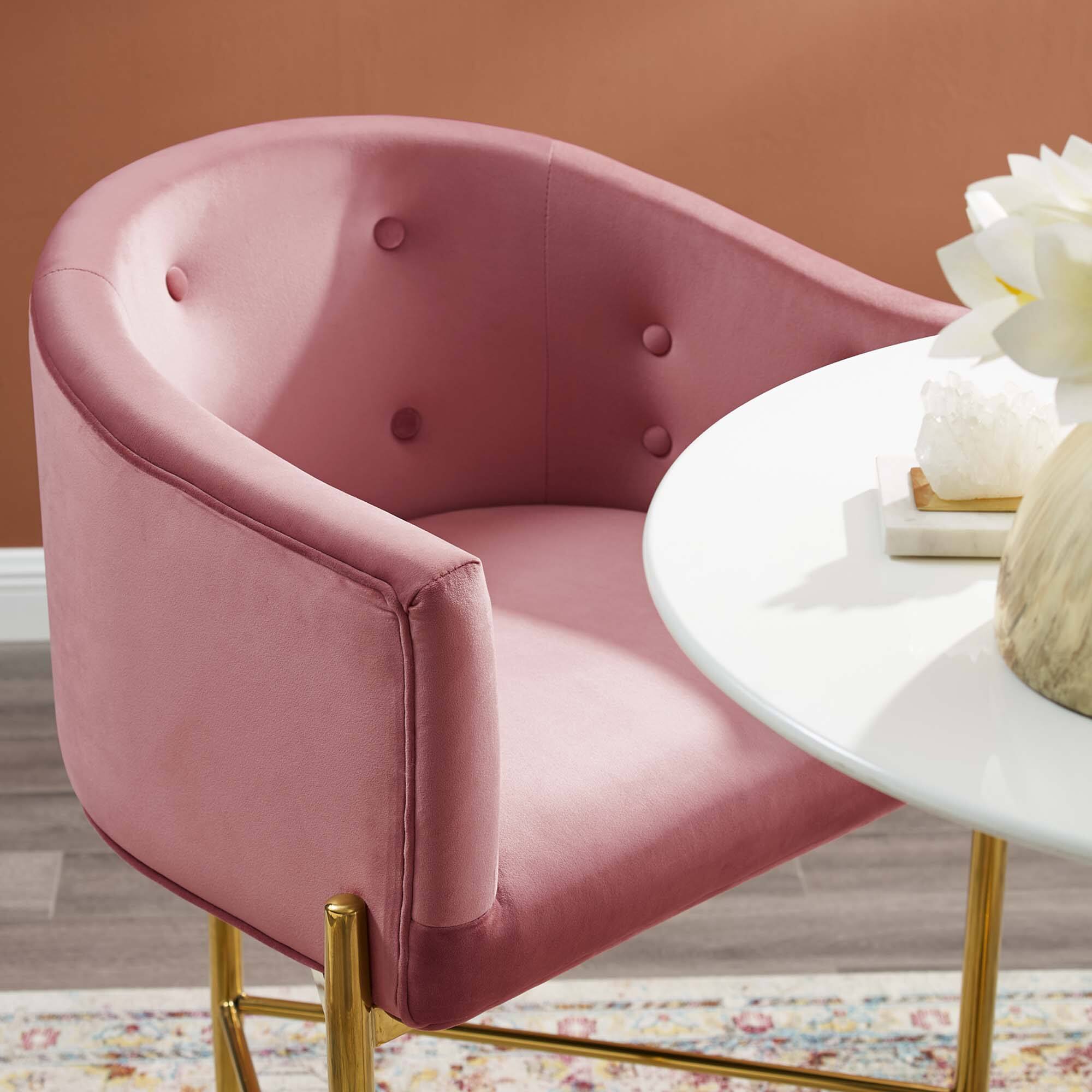 Back. Modway - Savour Tufted Performance Velvet Bar Stool by Modway - Dusty Rose.