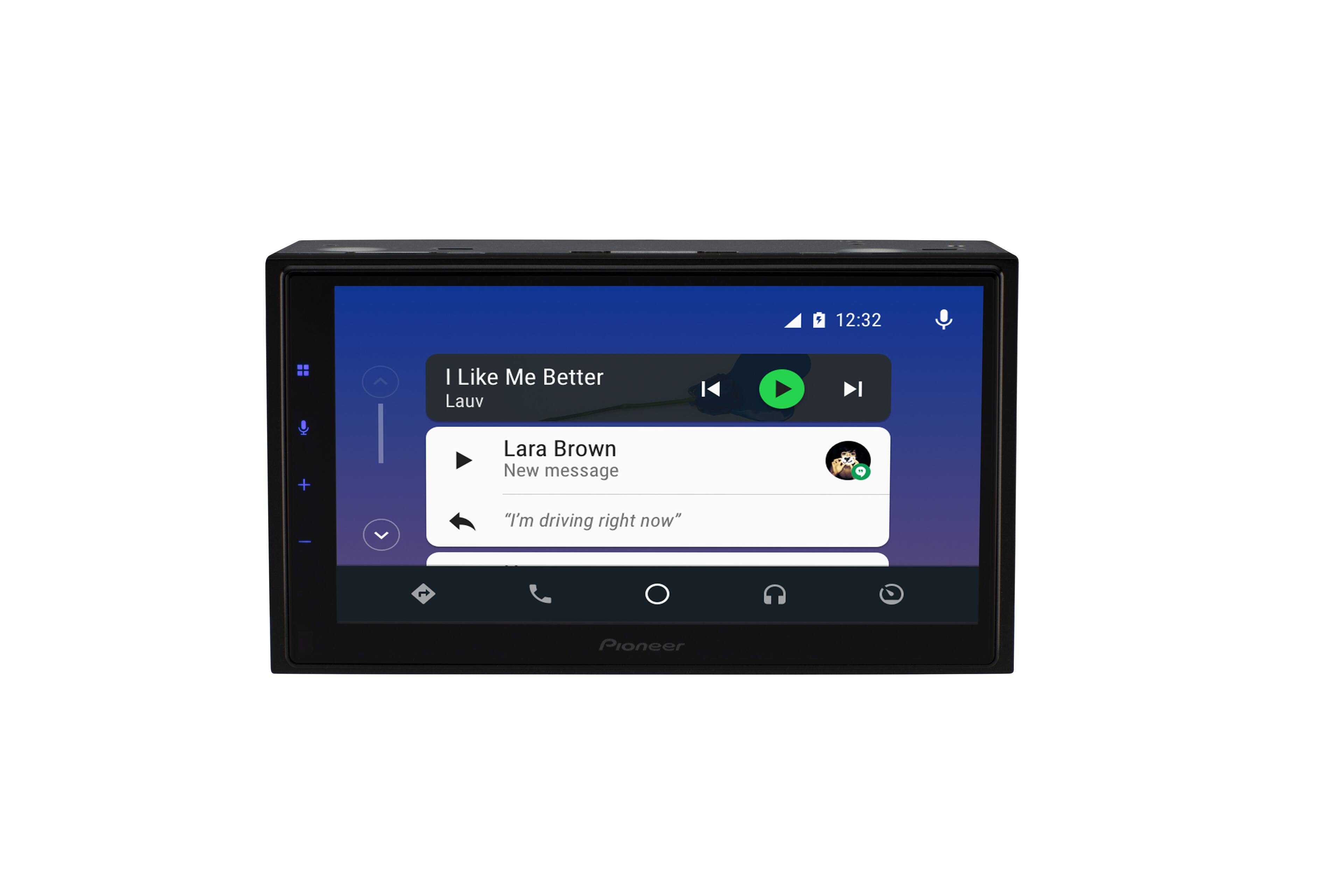 12:32  
I Like Me Better  
Lauv + Lara Brown  

New message  
"I'm driving right now"  

Pioneer