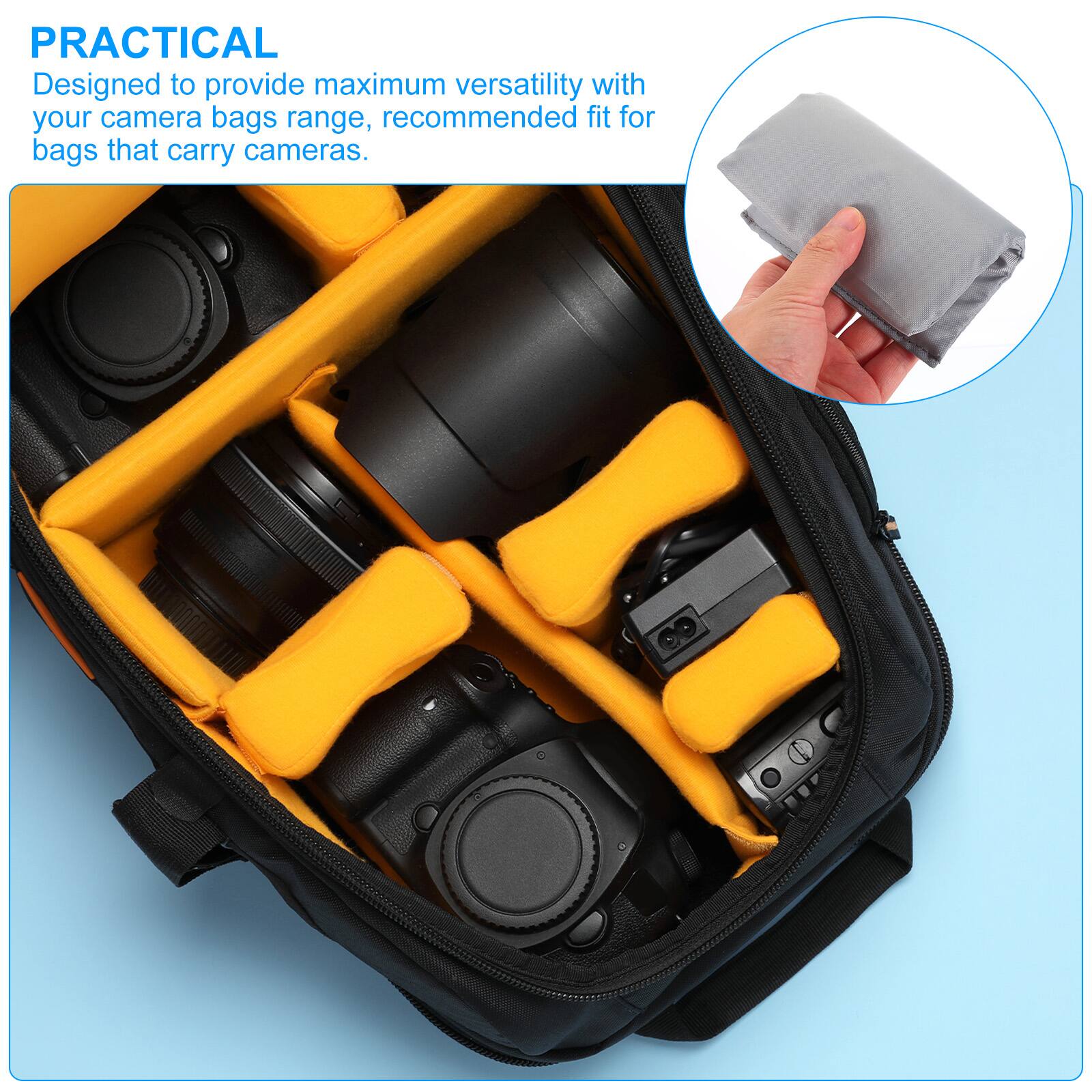 PRACTICAL  
Designed to provide maximum versatility with your camera bags range, recommended fit for bags that carry cameras.