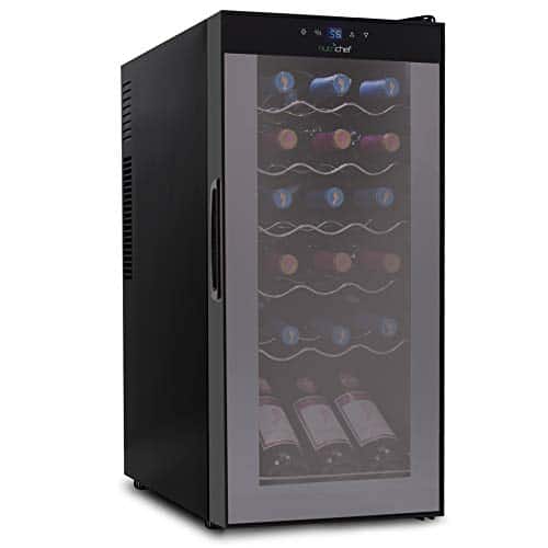 NutriChef - Wine Chilling Refrigerator Cellar - Dual-Zone Wine Cooler/Chiller, Digital Touch Button (18 Bottle Storage Capacity) - Black