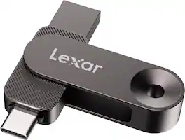 Lexar - 256GB JumpDrive Dual Drive D400, USB 3.2, 130MB/s Read, Compatible w/ Android, Mac, iPhone 15/16/17, Photo Backup - Titanium