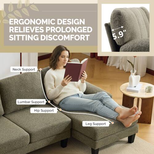 ERGONOMIC DESIGN RELIEVES PROLONGED SITTING DISCOMFORT

- Neck Support
- Lumbar Support
- Hip Support
- Leg Support

5.9" Neck Support