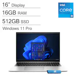 HP - EliteBook 16" FHD+ Business Laptop - Intel Core i5-1245U - 16 GB RAM - 512GB SSD - Thunderbolt - Win 11Pro - Silver