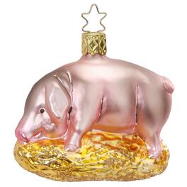 Inge Glas - Piggles the Pig German Glass Christmas Tree Ornament FREE BOX - Pink