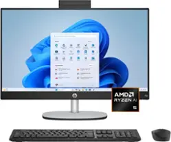 HP - Copilot+ PC 24" Full HD Touch-Screen All-in-One with Adjustable Height - AMD Ryzen AI 5 - 16GB DDR5 Memory - 512GB SSD - Jet Black - Front_Zoom