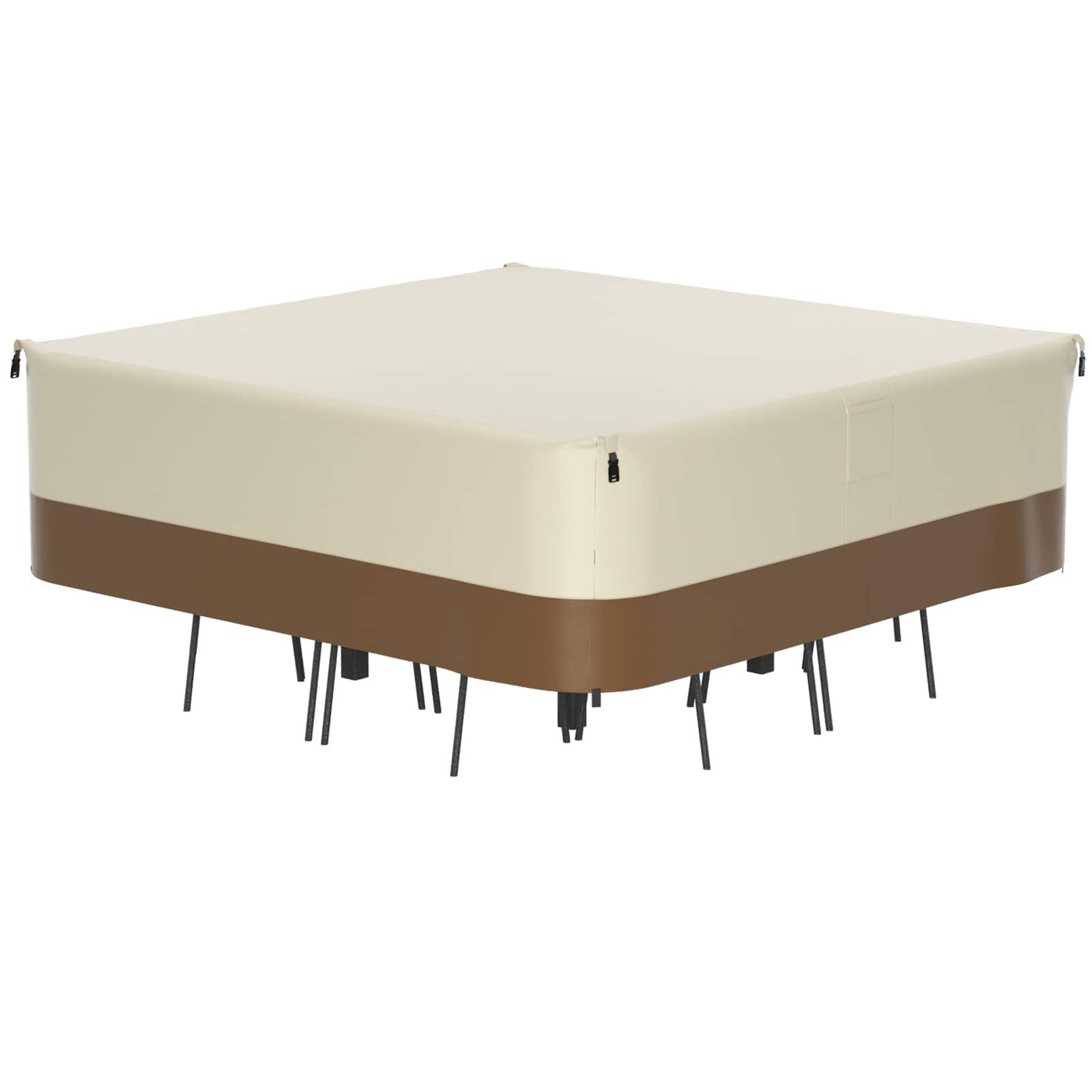 Topteng - 420D Waterproof Square Patio Furniture Cover - Heavy-Duty Oxford Fabric, Windproof with Buckles & Drawstring - B