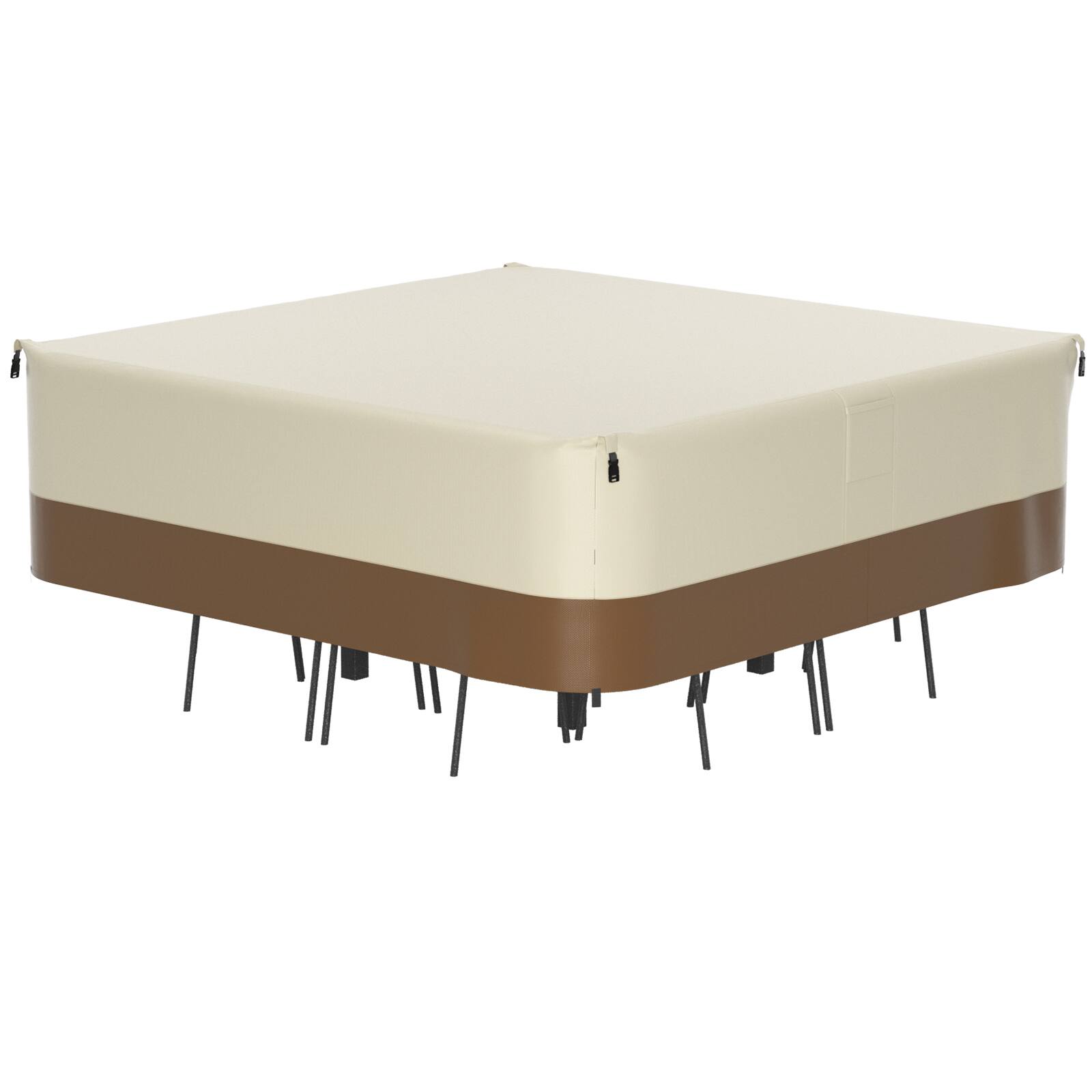 Front. Topteng - 420D Waterproof Square Patio Furniture Cover - Heavy-Duty Oxford Fabric, Windproof with Buckles & Drawstring - A.