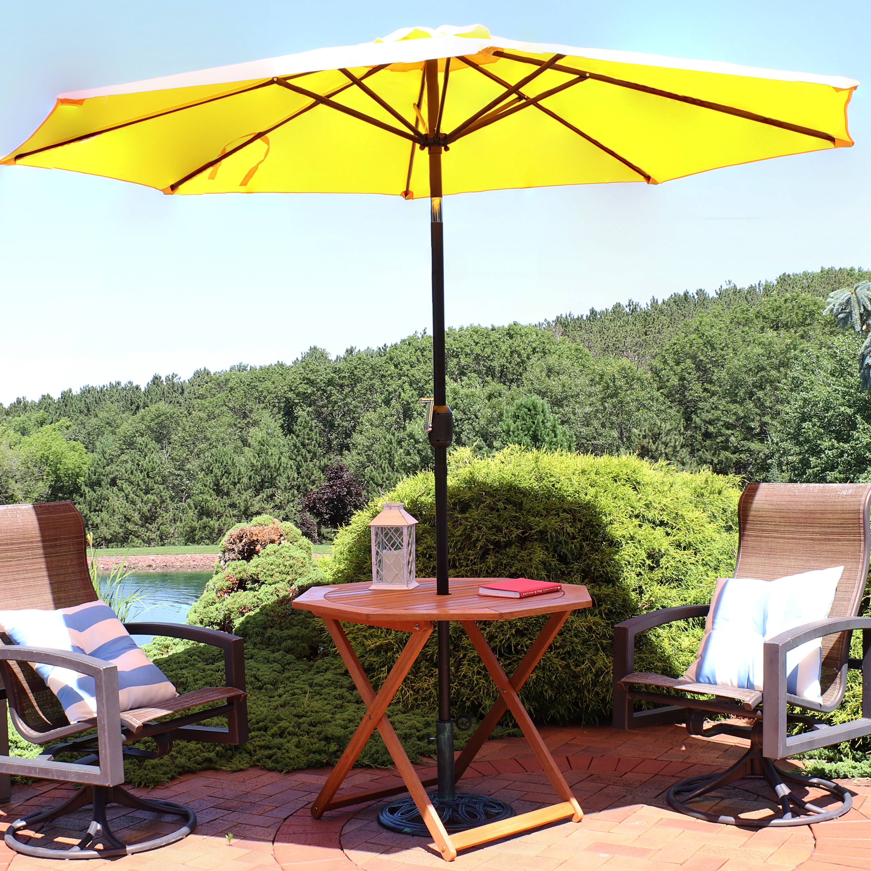 Alt View 9. Sunnydaze - Meranti Wood Folding Octagon Patio Dining Table - Brown.