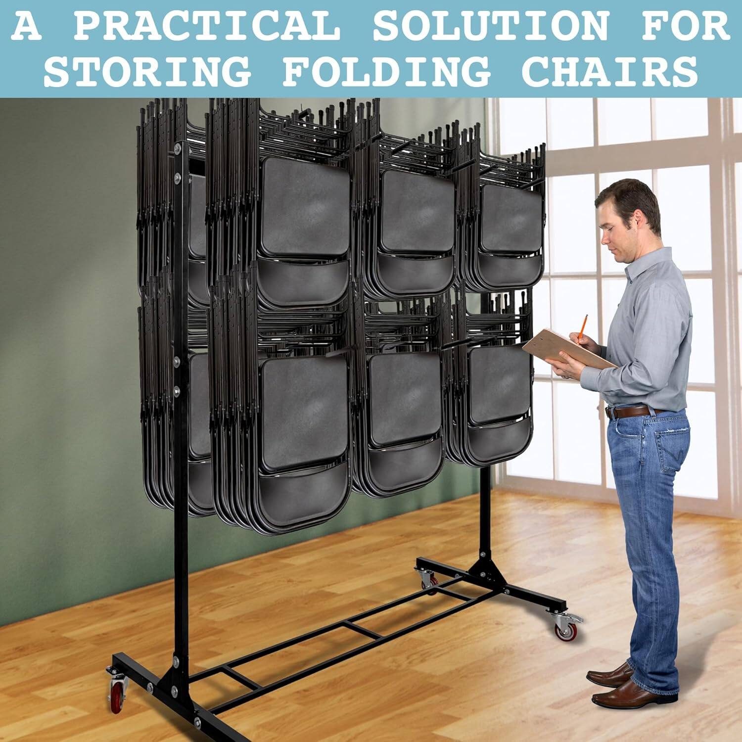 A PRACTICAL SOLUTION FOR STORING FOLDING CHAIRS