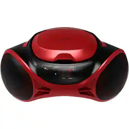 Supersonic - SC726BTRED Portable AM/FM Radio CD Player Boombox with Bluetooth - Red - Black