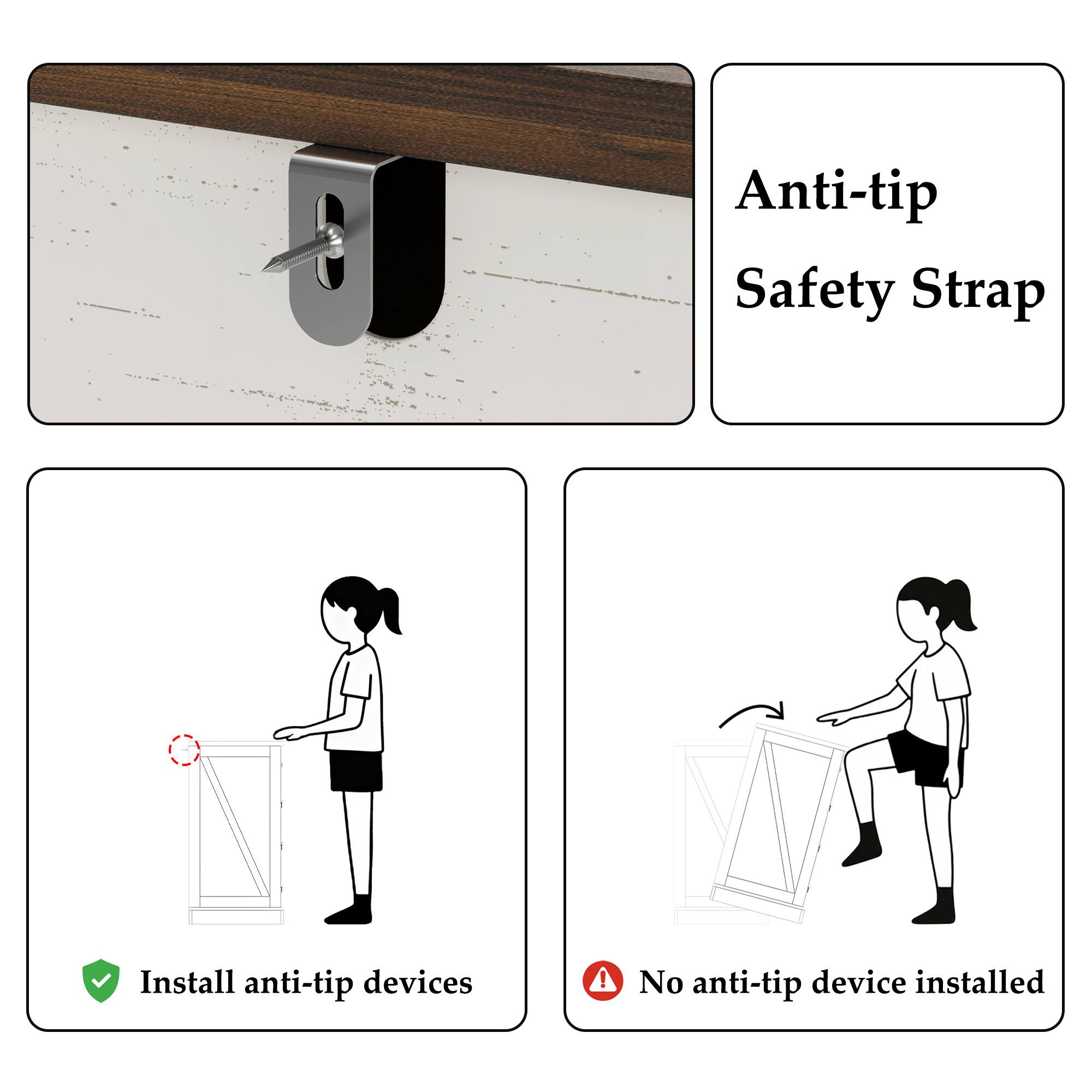 Anti-tip Safety Strap

Install anti-tip devices

No anti-tip device installed