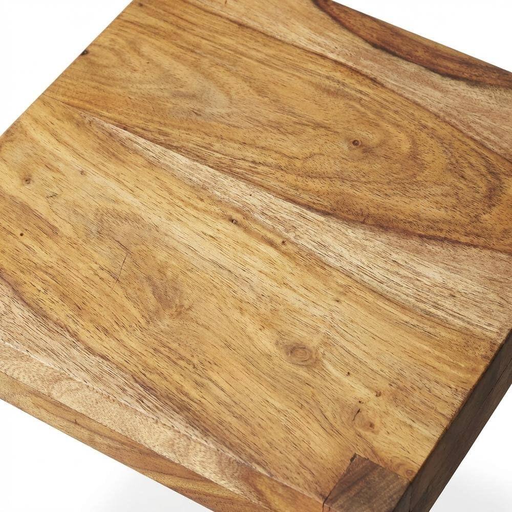 Alt View 2. Starlight Canyon Home - Distressed Wood Scatter Table, Mid-Century Modern Side Table - Light Brown.