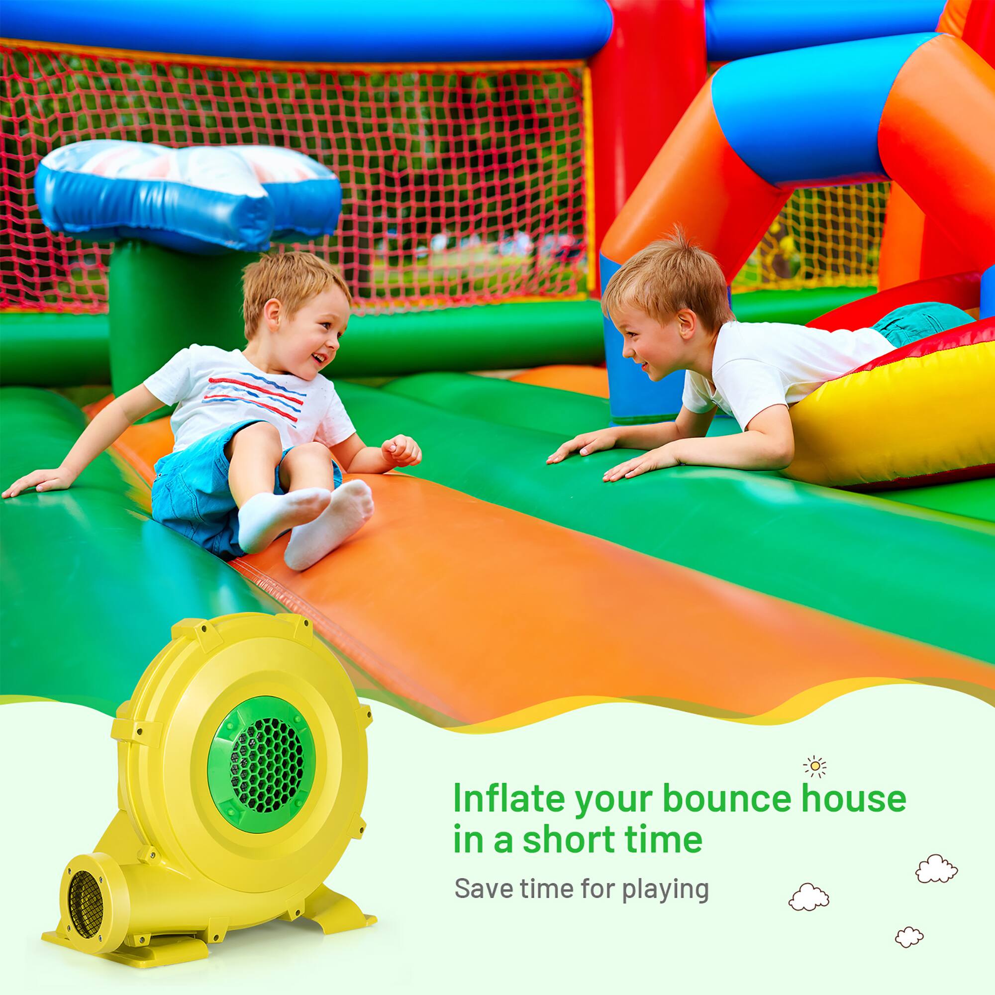 Inflate your bounce house in a short time  
Save time for playing