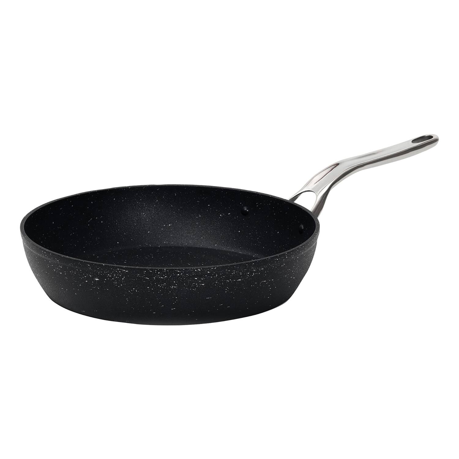 Angle. THE ROCK by Starfrit - Fry Pan 8" Stainless Steel Handle - Black.