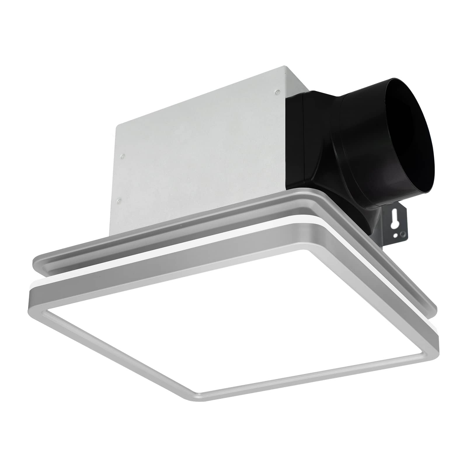 Front. Akicon - Bathroom Exhaust Fan with Light, Dimmable 3CCT LED Light with Night Light, 80 CFM, 2 Sones, Square, Silver - Silver.