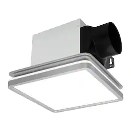 Akicon - Bathroom Exhaust Fan with Light, Dimmable 3CCT LED Light with Night Light, 80 CFM, 2 Sones, Square - Silver