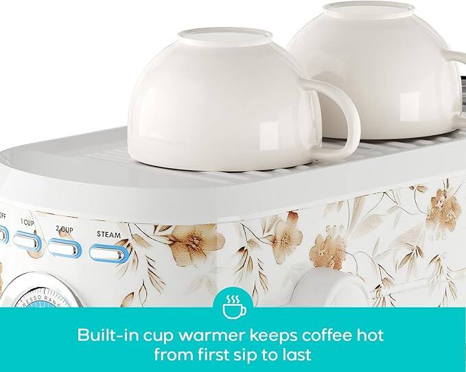 Built-in cup warmer keeps coffee hot from first sip to last