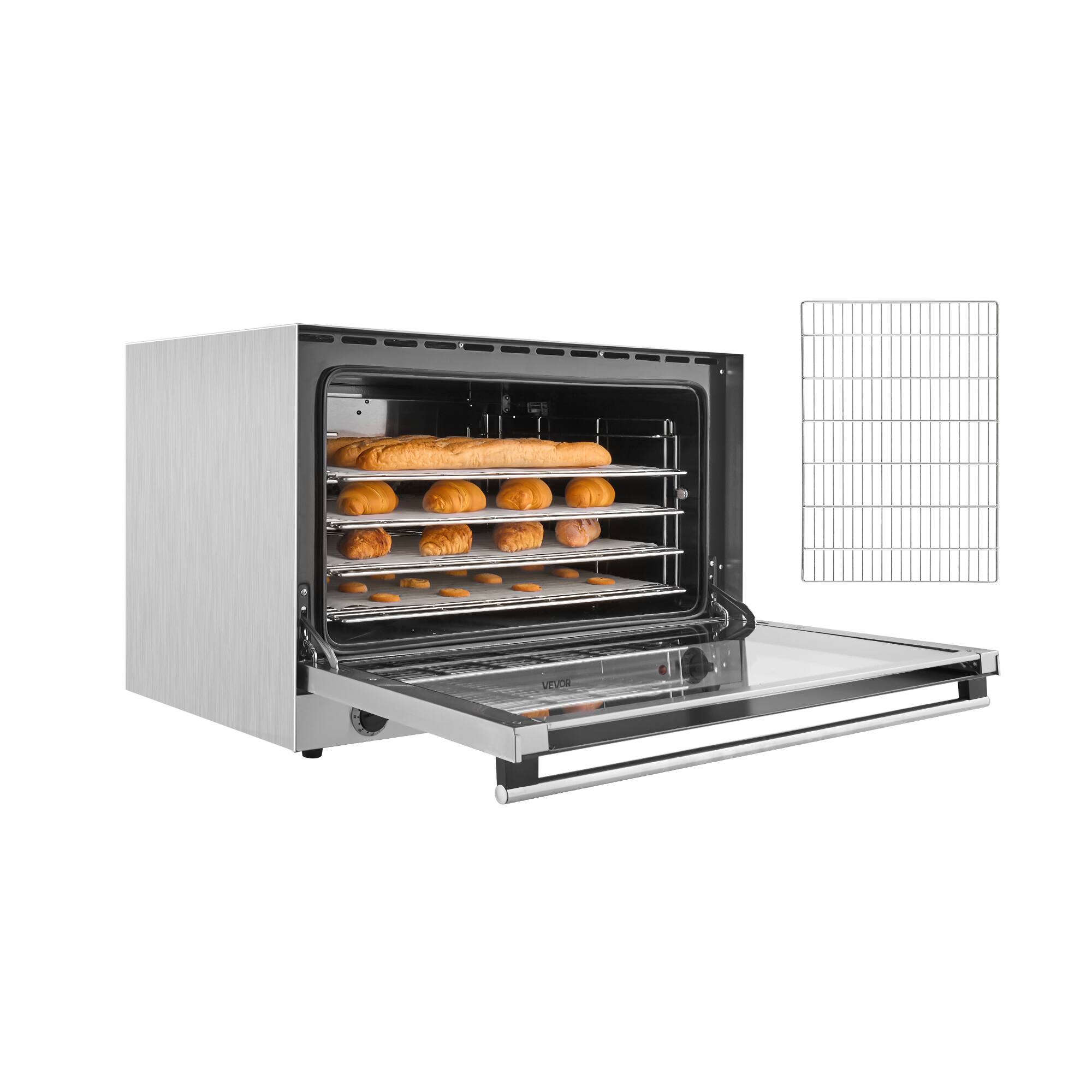 Alt View 5. VEVOR - Commercial Convection Oven, 4.24 cu.ft Countertop Oven for Full-Size Pans, Electric Convection Ovens with 4 Racks - Silver.