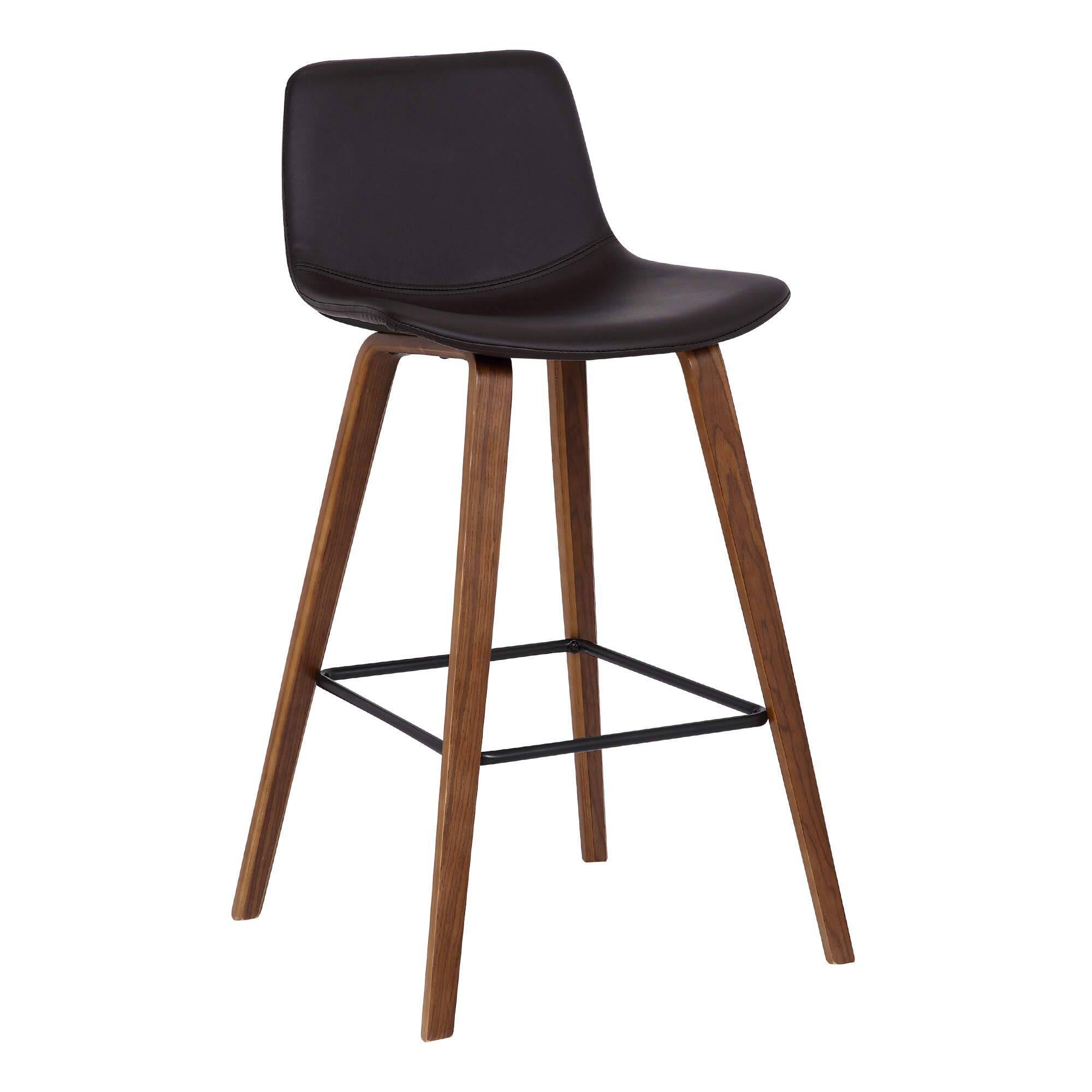 Front. JETRANSPORT - Maddie Modern Contemporary 26" Seat Height Bar Stool For Kitchen Island Counter In Walnut Wood Finish - Default.