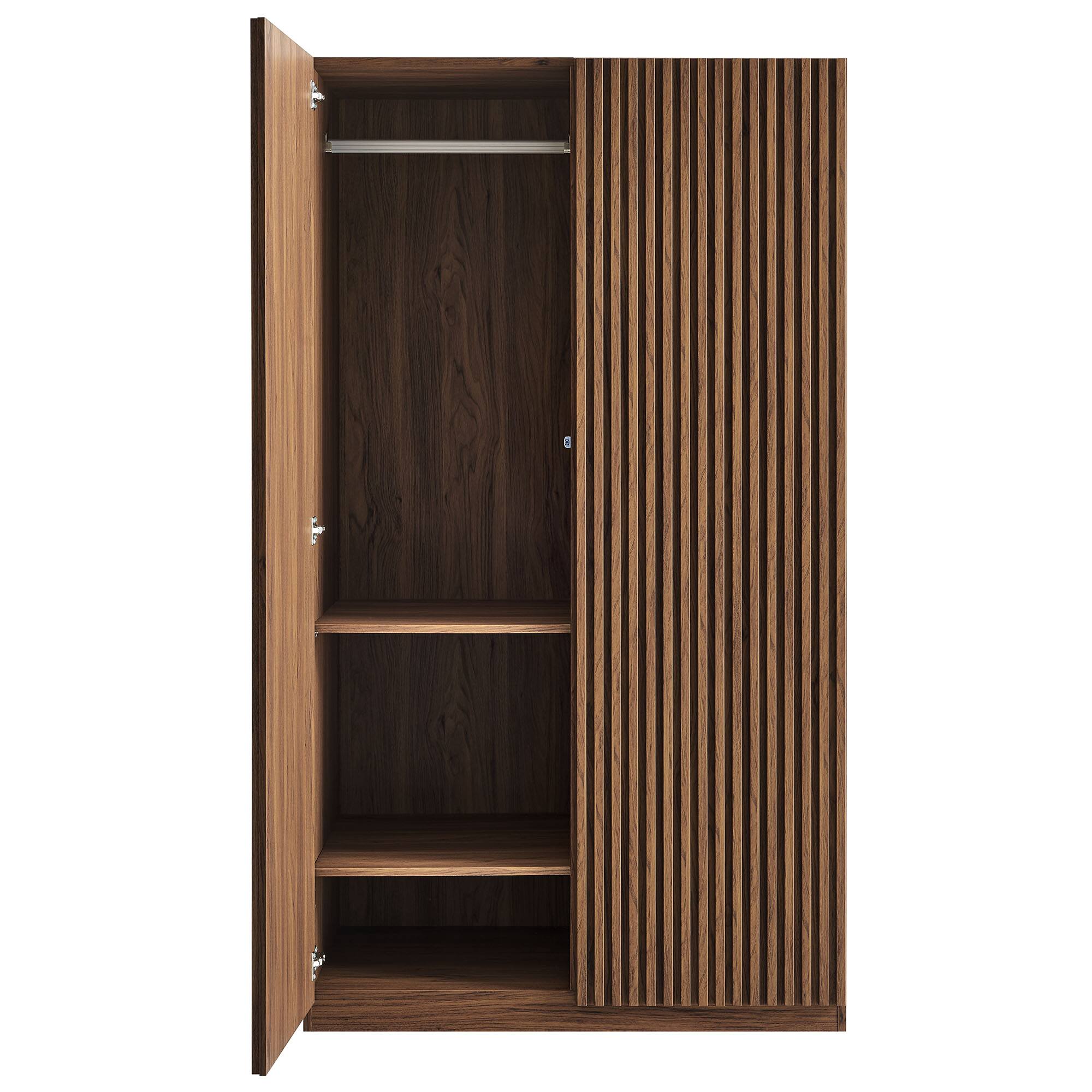 Alt View 2. Modway - Render 2-Door Wardrobe Closet - Brown.