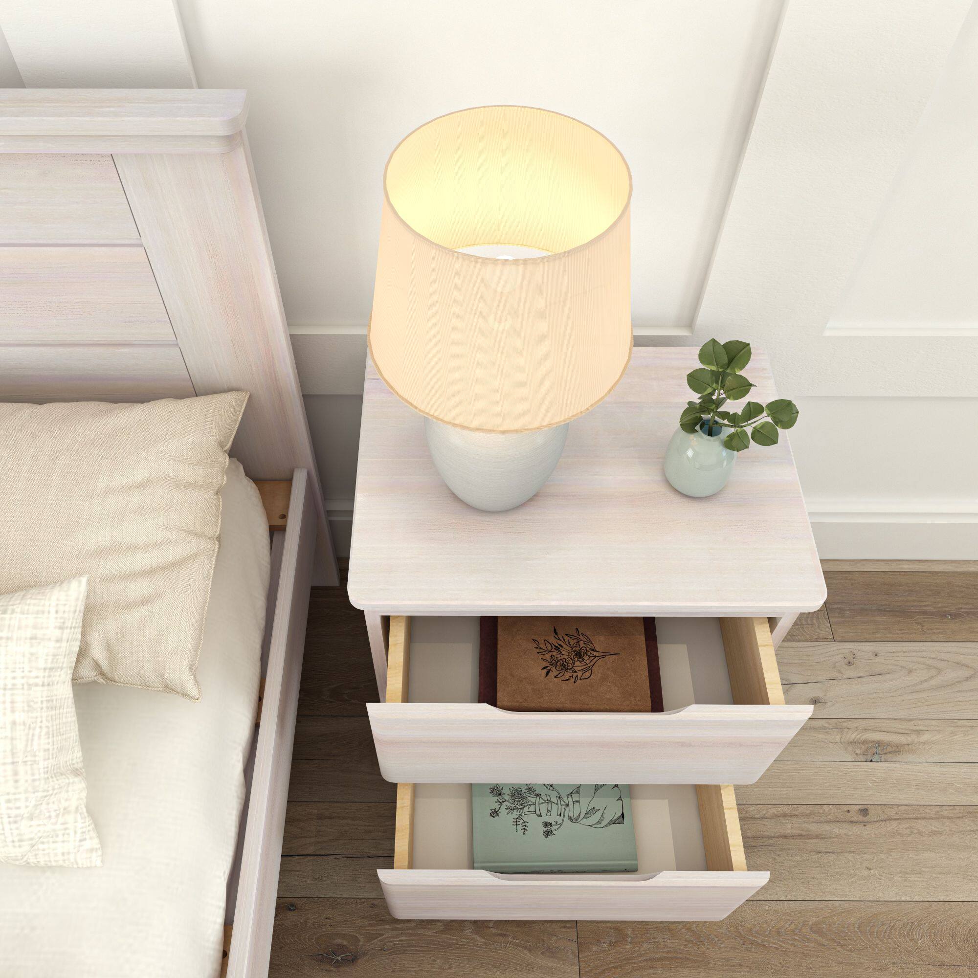 Alt View 4. Plank+Beam - Plank+Beam Farmhouse 2 Drawer Nightstand, Whitewash - White Wash.